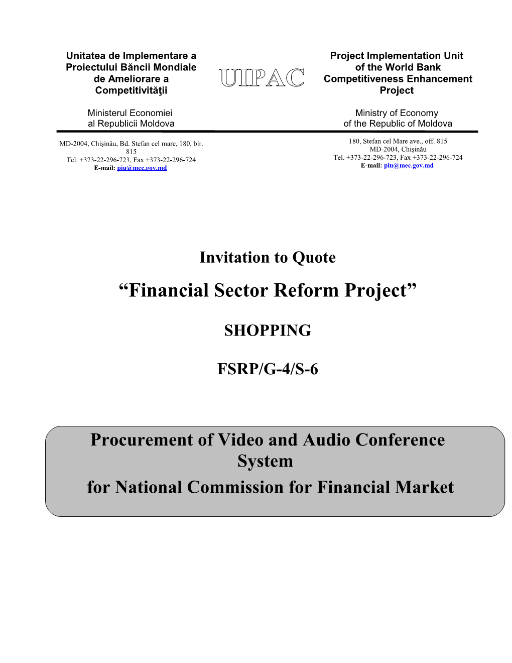 Invitation to Quote (ITQ) - Shopping for Goods