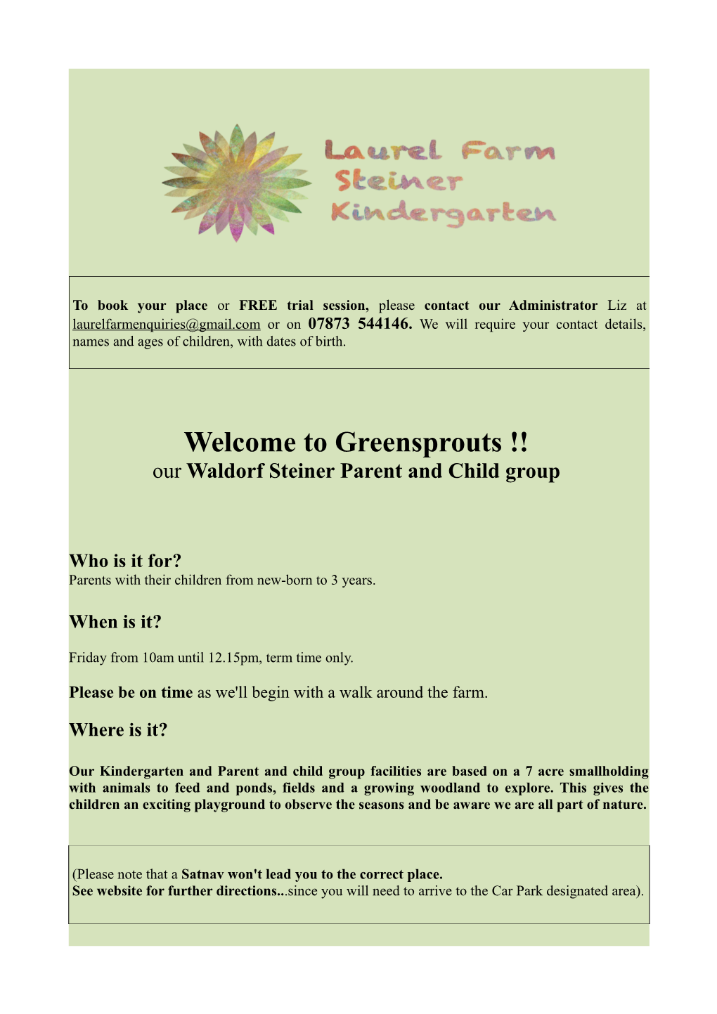 Our Waldorf Steiner Parent and Child Group