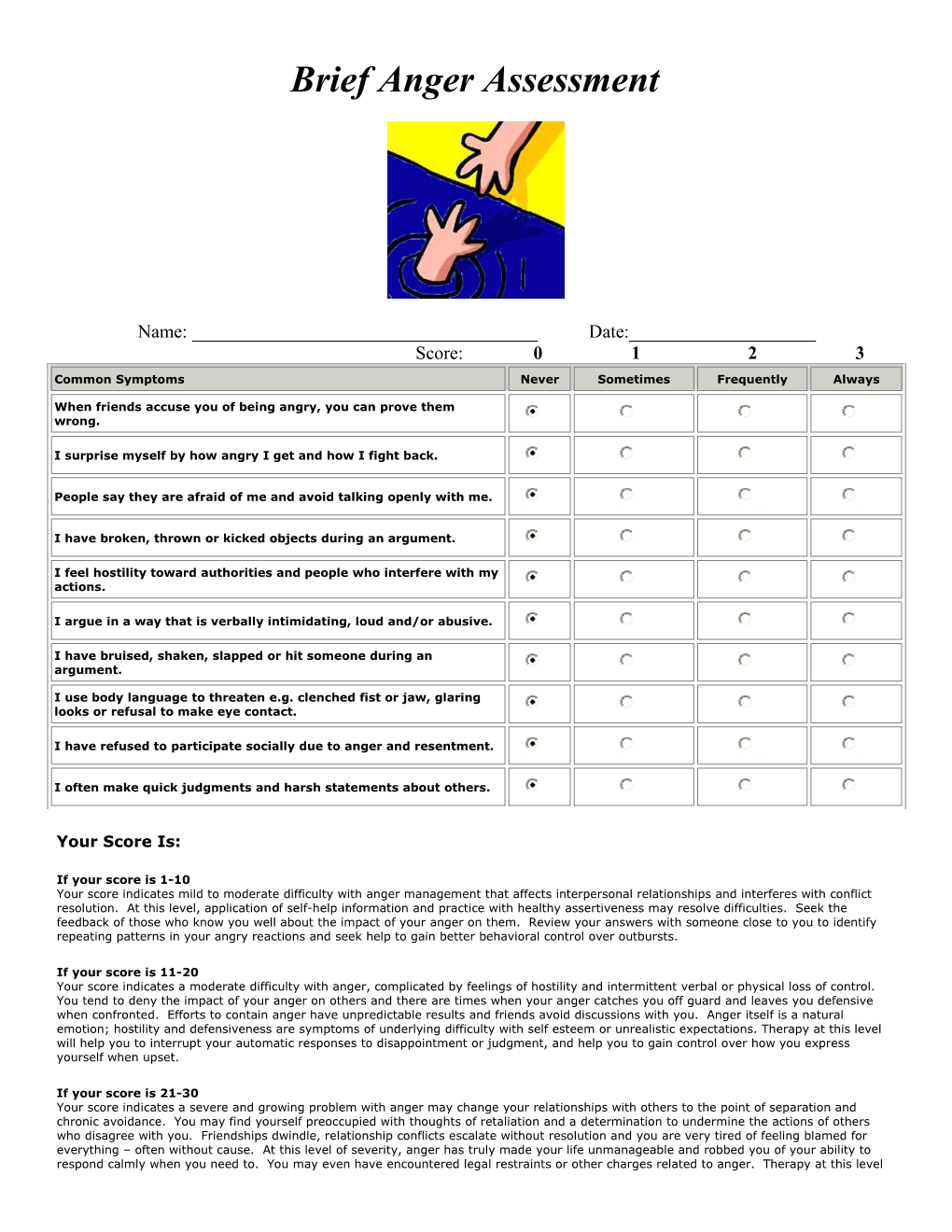 Brief Anger Assessment