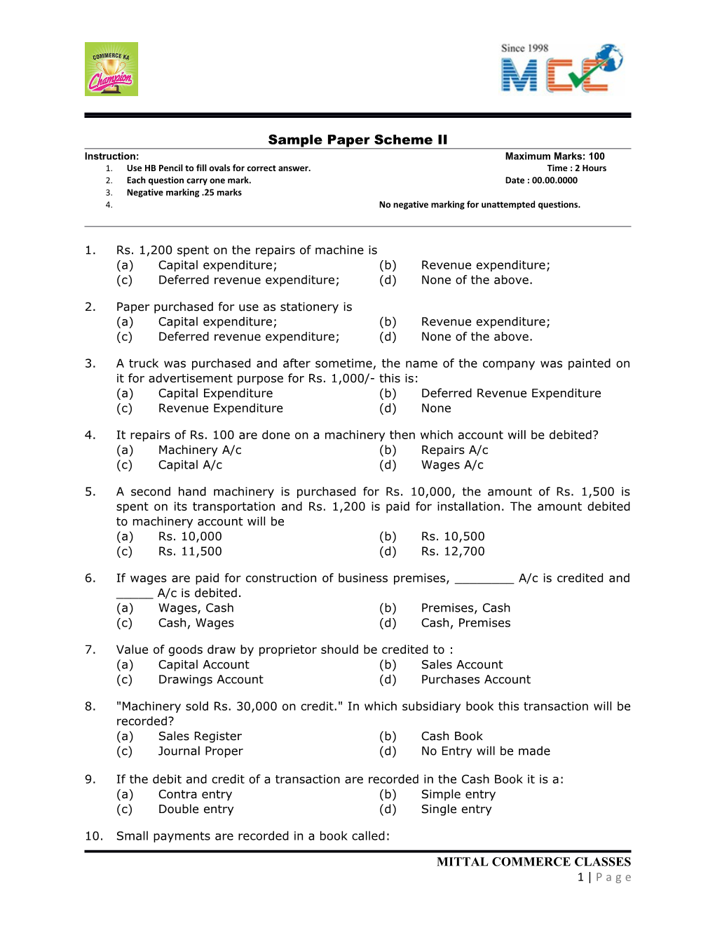 Sample Paper Scheme II