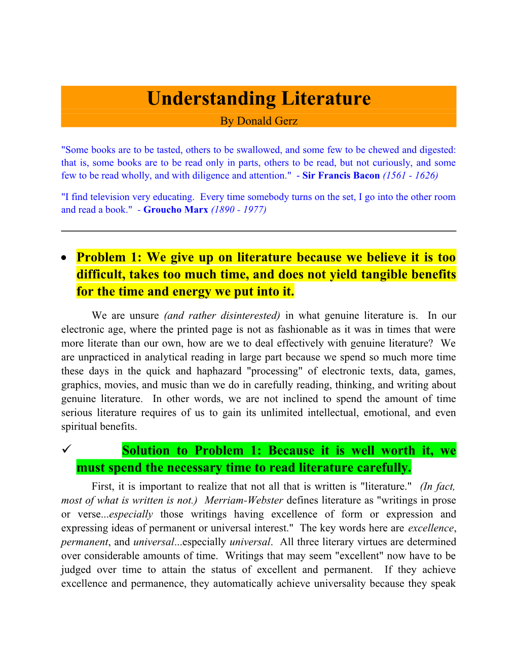 Understanding Literature