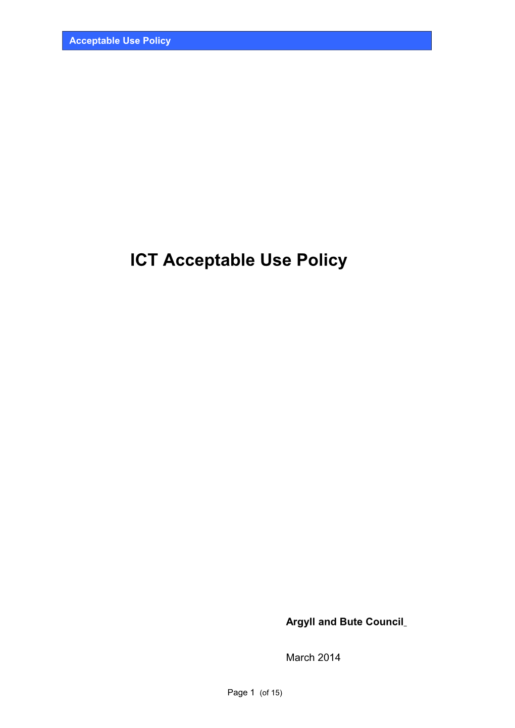 ICT Acceptable Use Policy