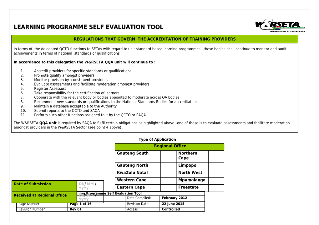 Learning Programme Application