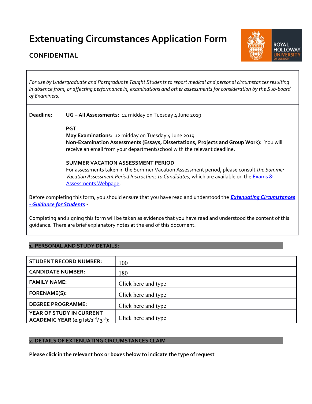 1. Personal and Study Details