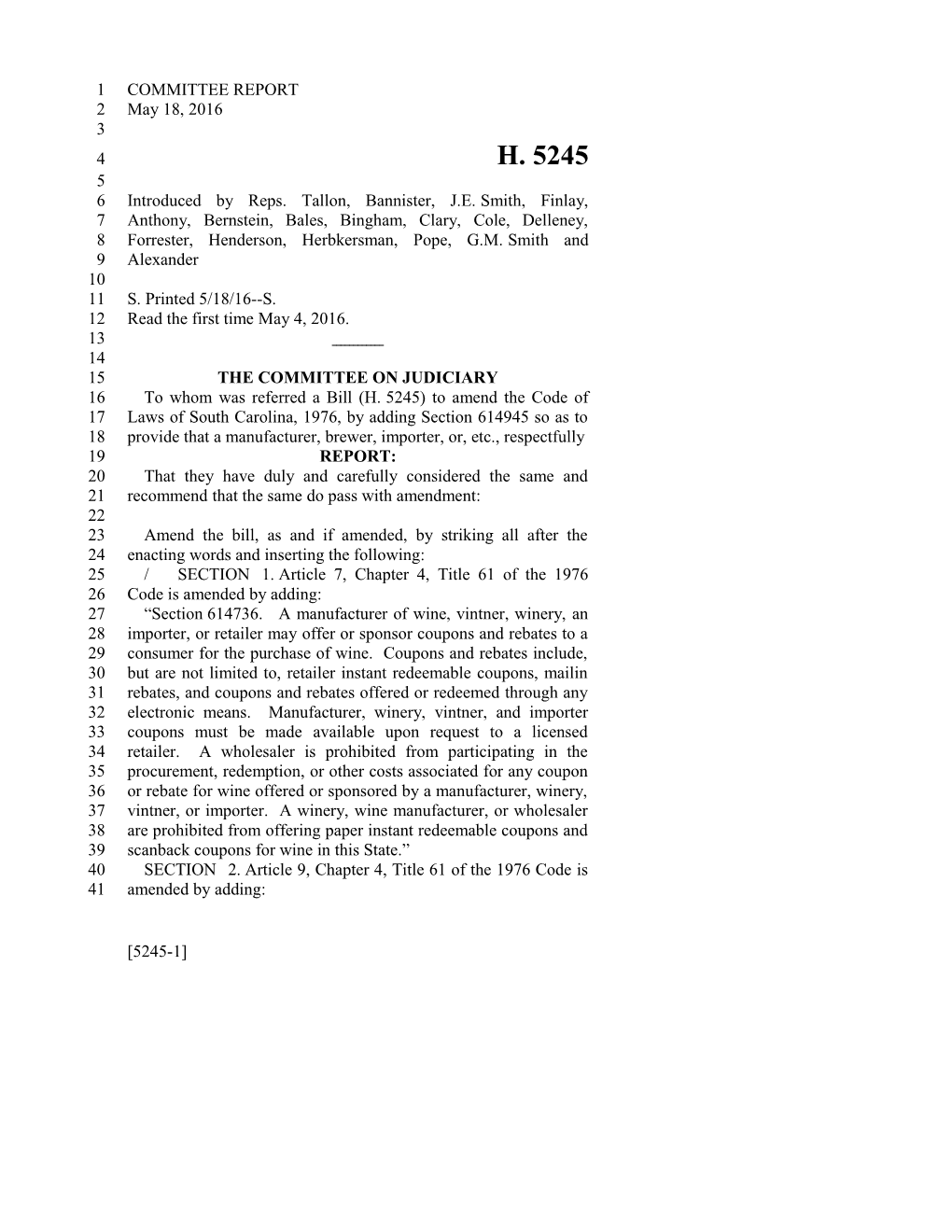 2015-2016 Bill 5245 Text of Previous Version (May 18, 2016) - South Carolina Legislature Online