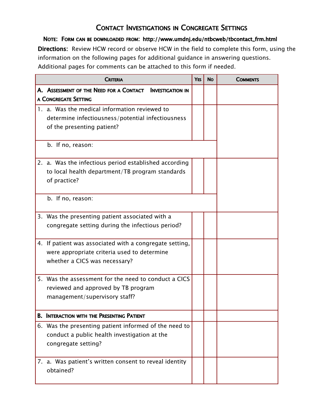 Contact Investigations in Congregate Settings