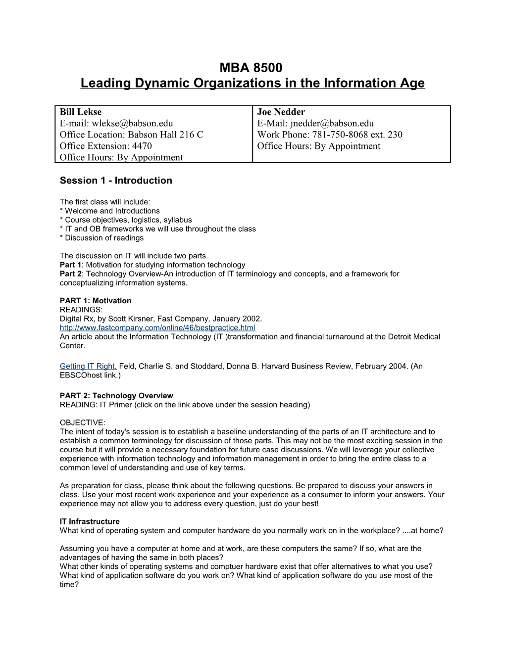 Leading Dynamic Organizations in the Information Age