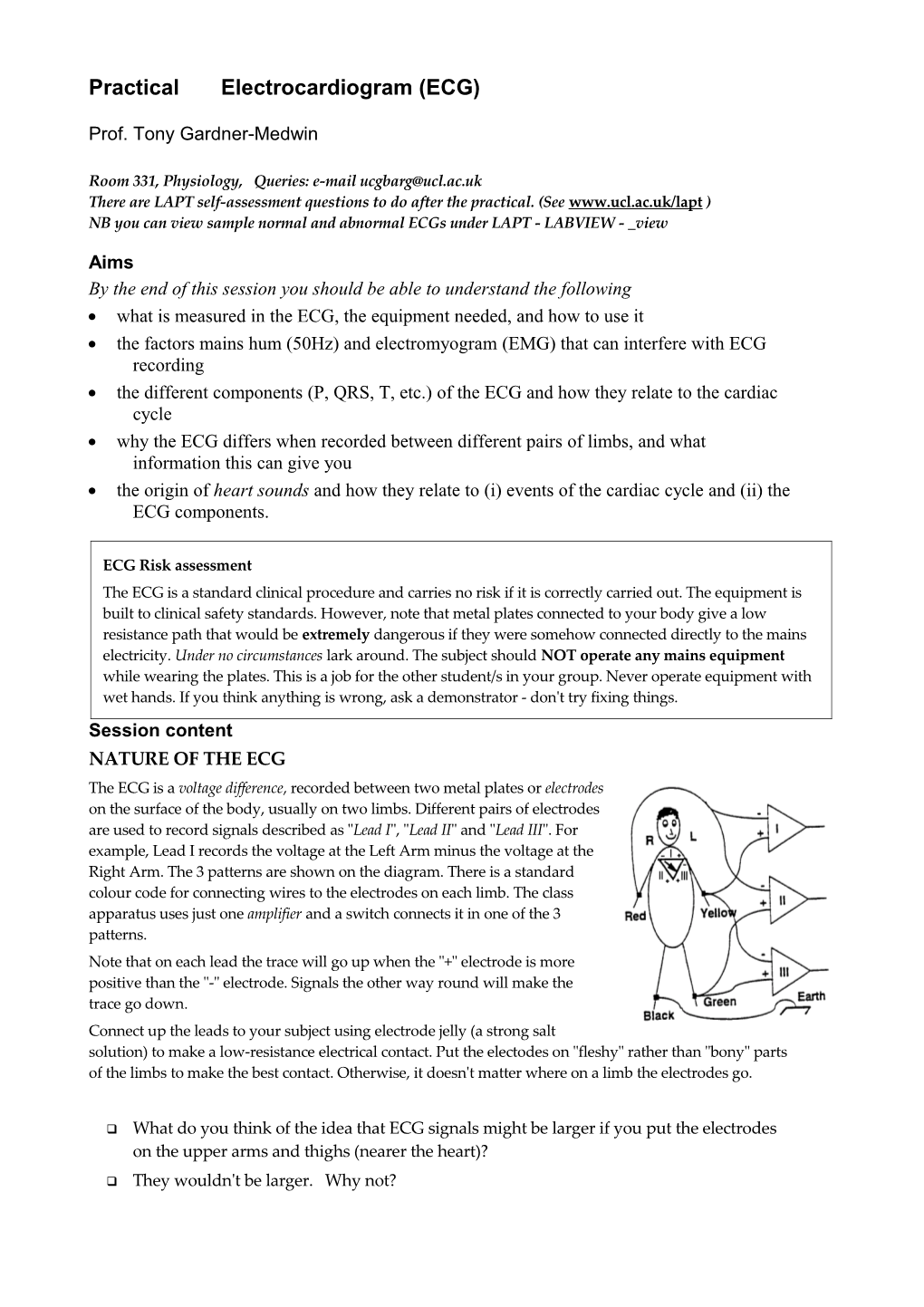 71 Electrocardiogram (ECG) Practical