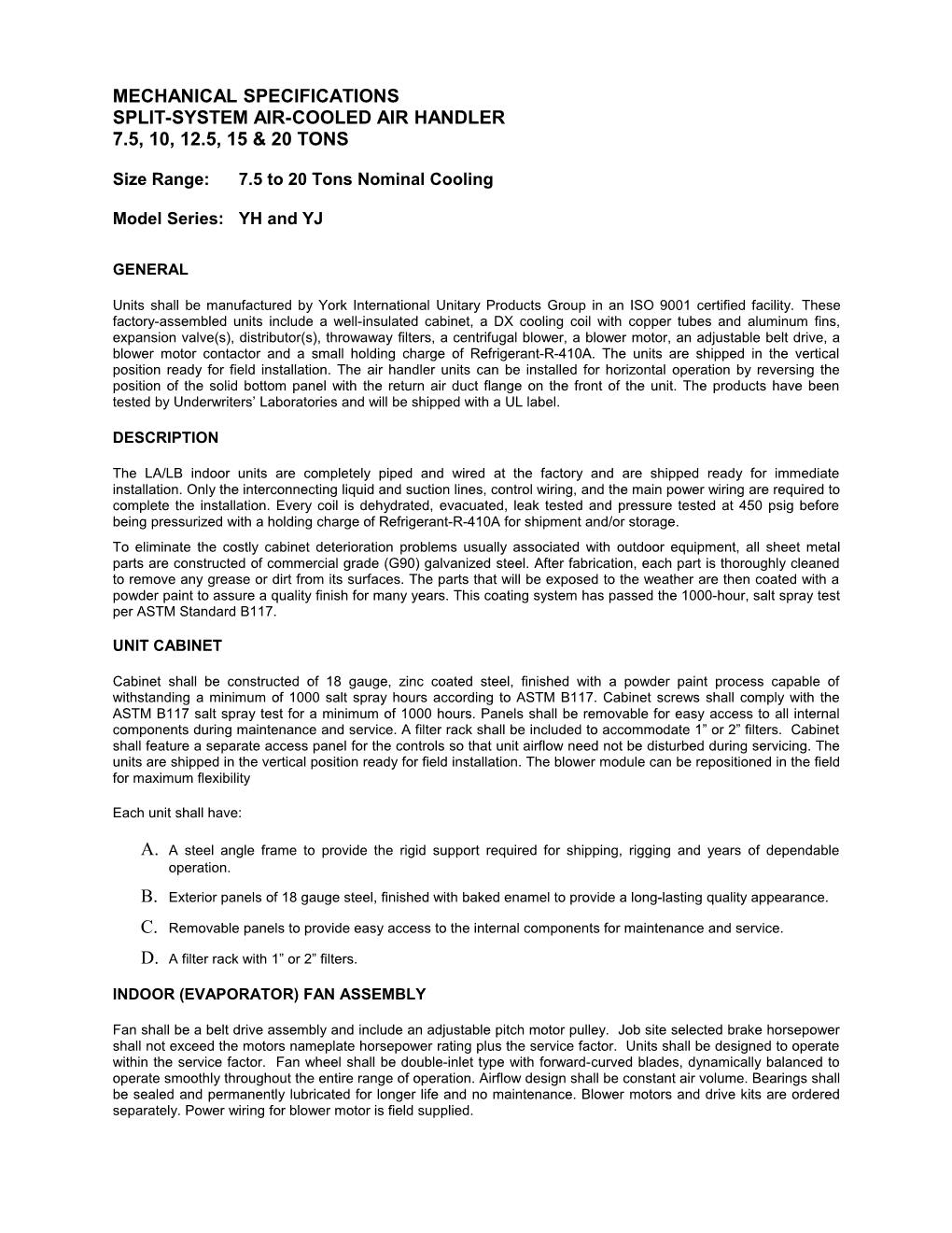 Split-System Air-Cooled Air Handler