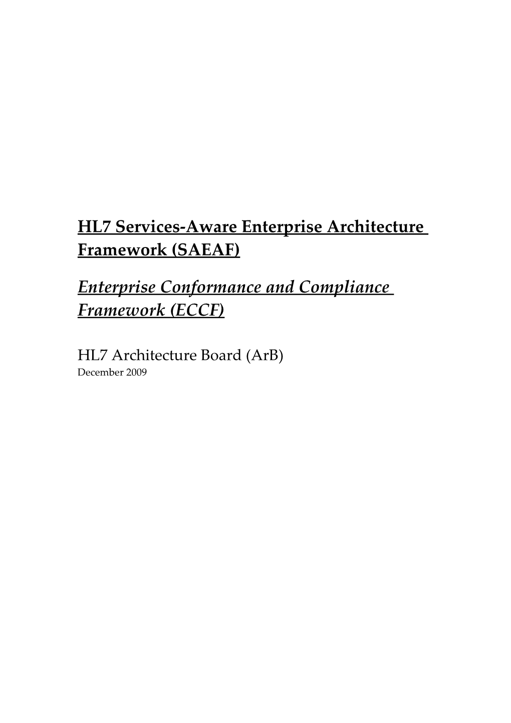 Enterprise Conformance and Compliance Framework (ECCF)