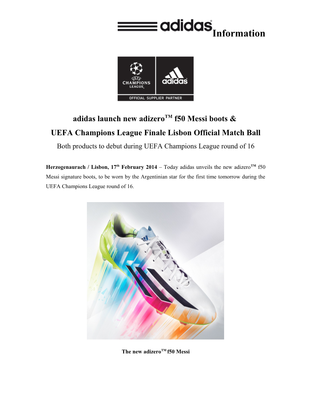 Adidas Launchnew Adizerotm F50 Messi Boots