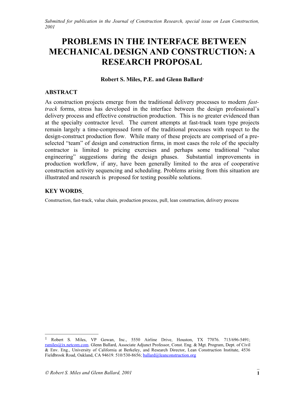 Problems in the Interface Between Mechanical Design and Construction: Examples and Solutions