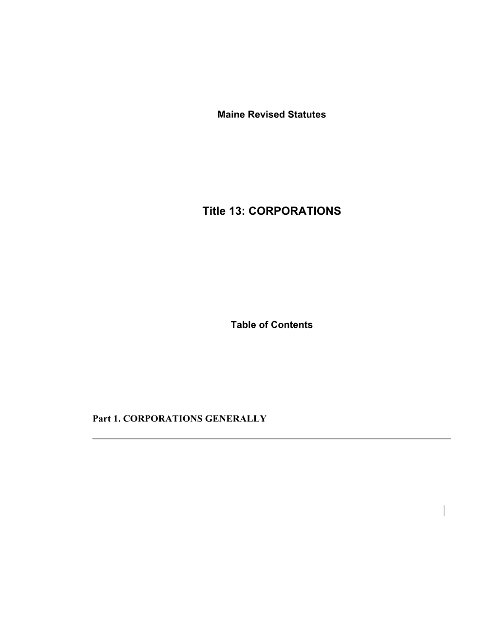 MRS Title 13: CORPORATIONS
