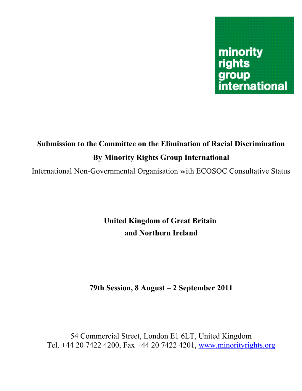 Submission to the Committee on the Elimination of Racial Discrimination