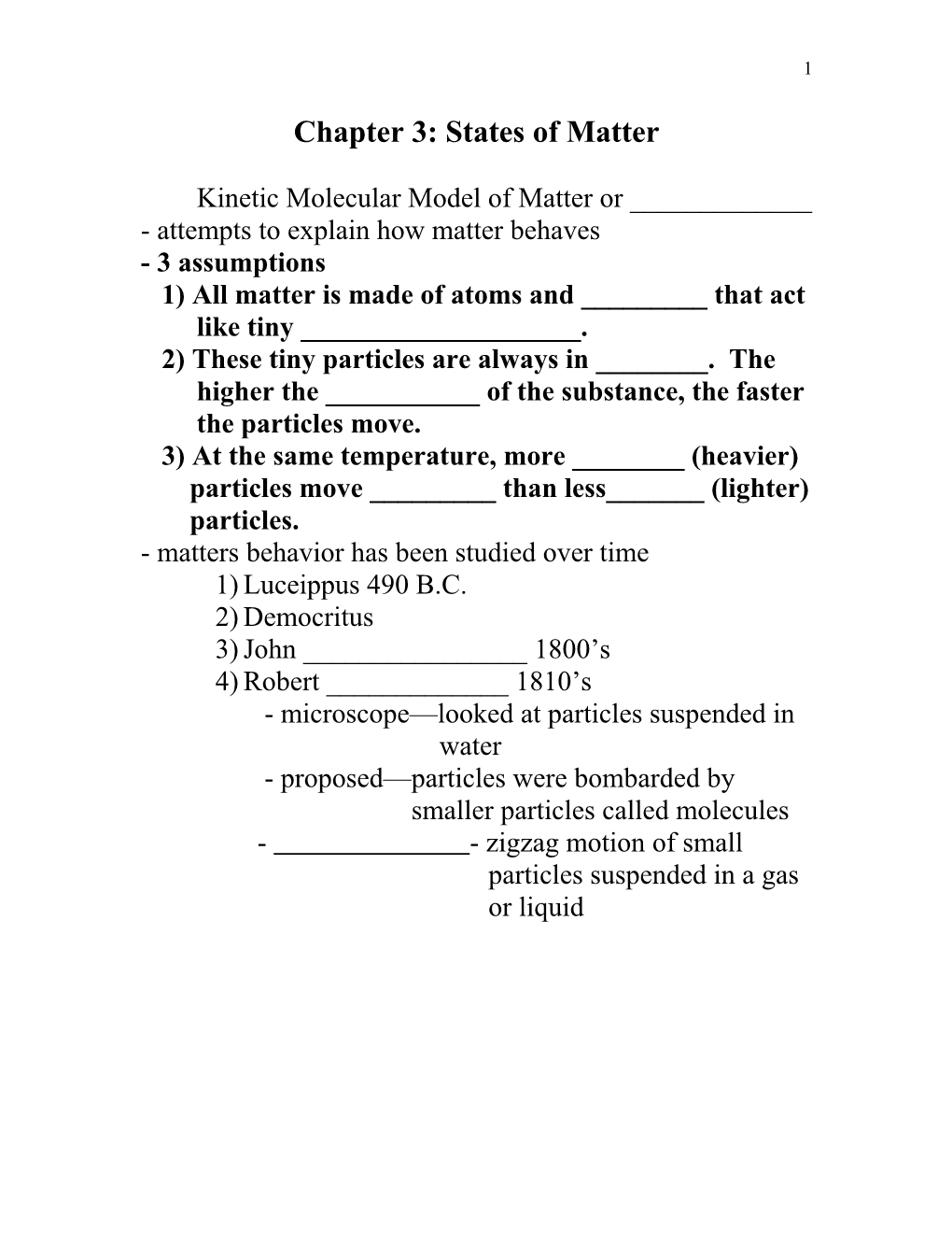 Chapter 3: States of Matter