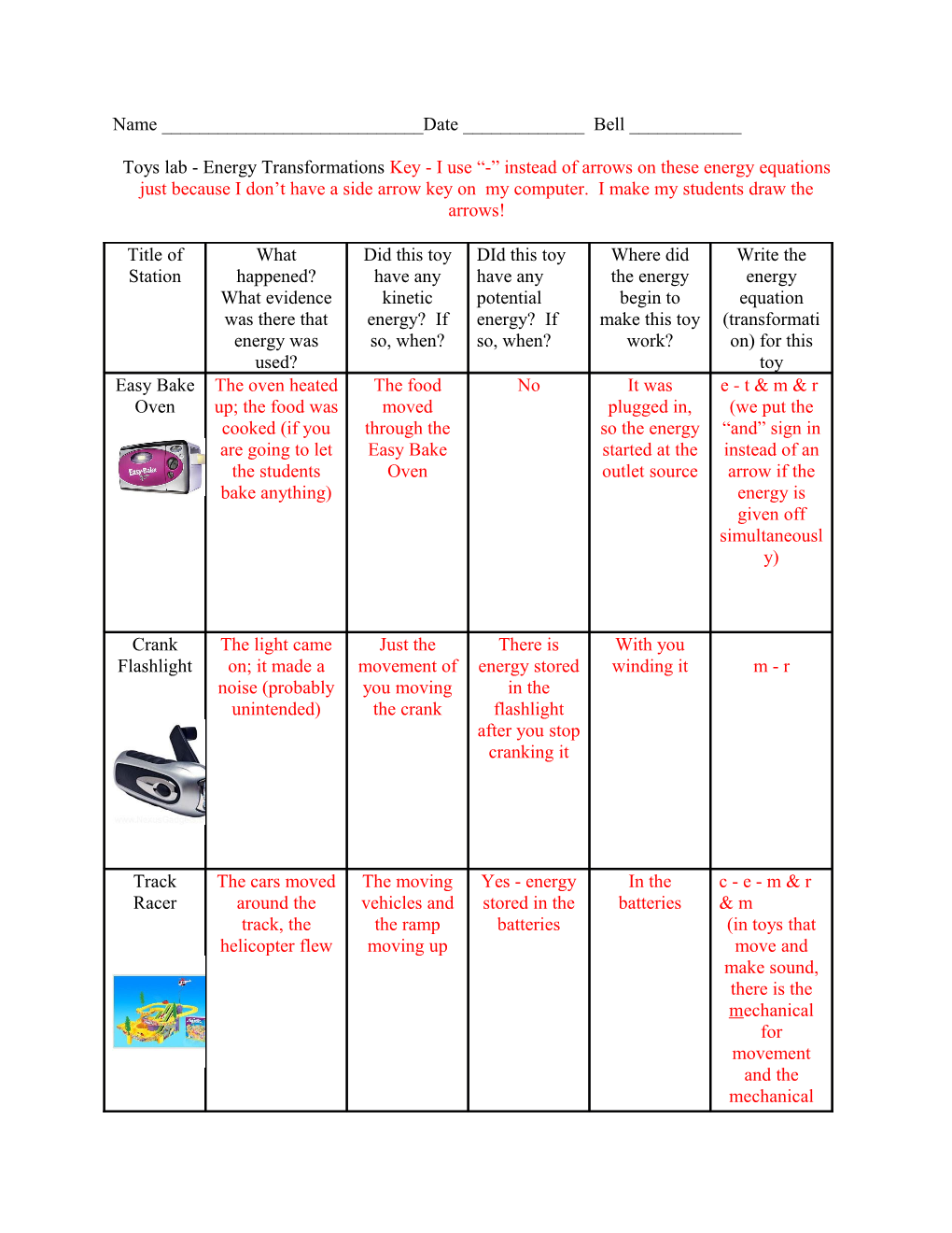 Copy of Toys Lab - Energy Transformations - Key