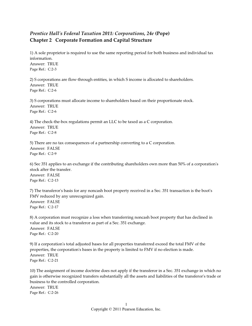 Prentice Hall's Federal Taxation 2011: Corporations, 24E (Pope)