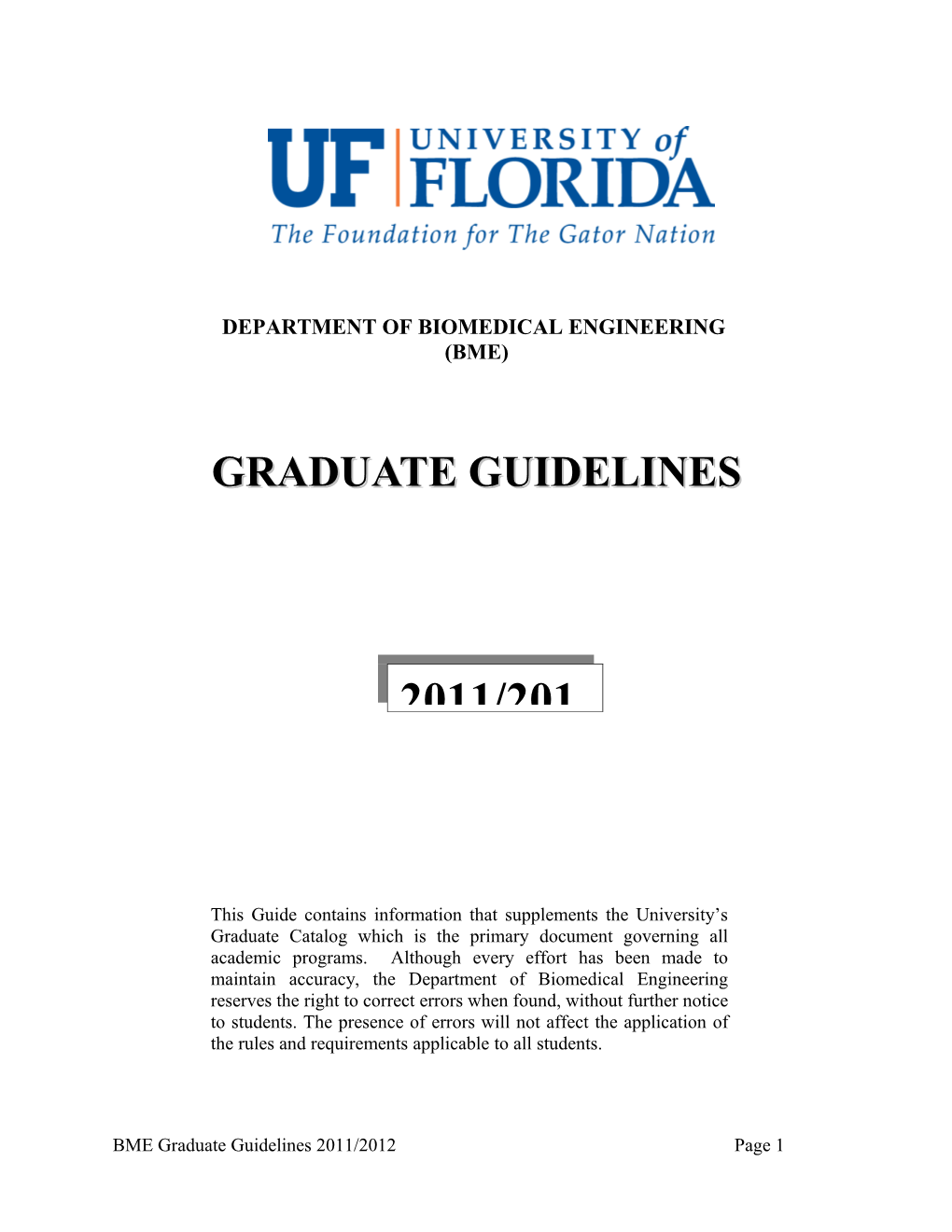 BME Graduate Guidelines