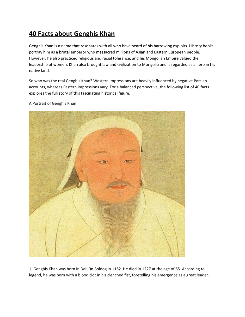 40 Facts About Genghis Khan