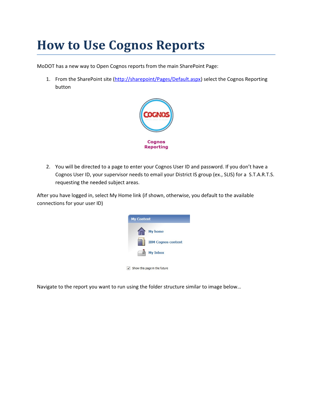 How to Use Cognos Reports - SLCM