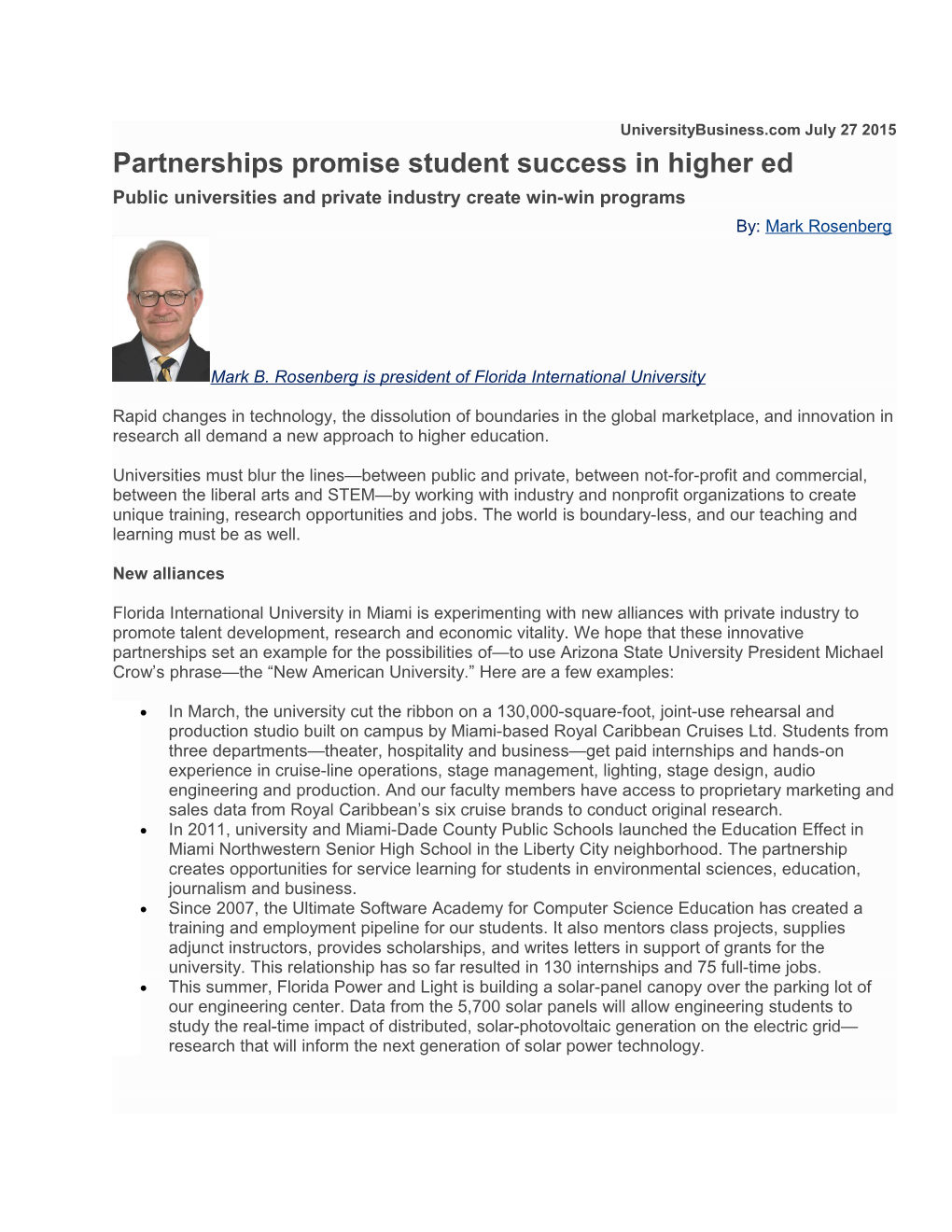 Partnerships Promise Student Success in Higher Ed