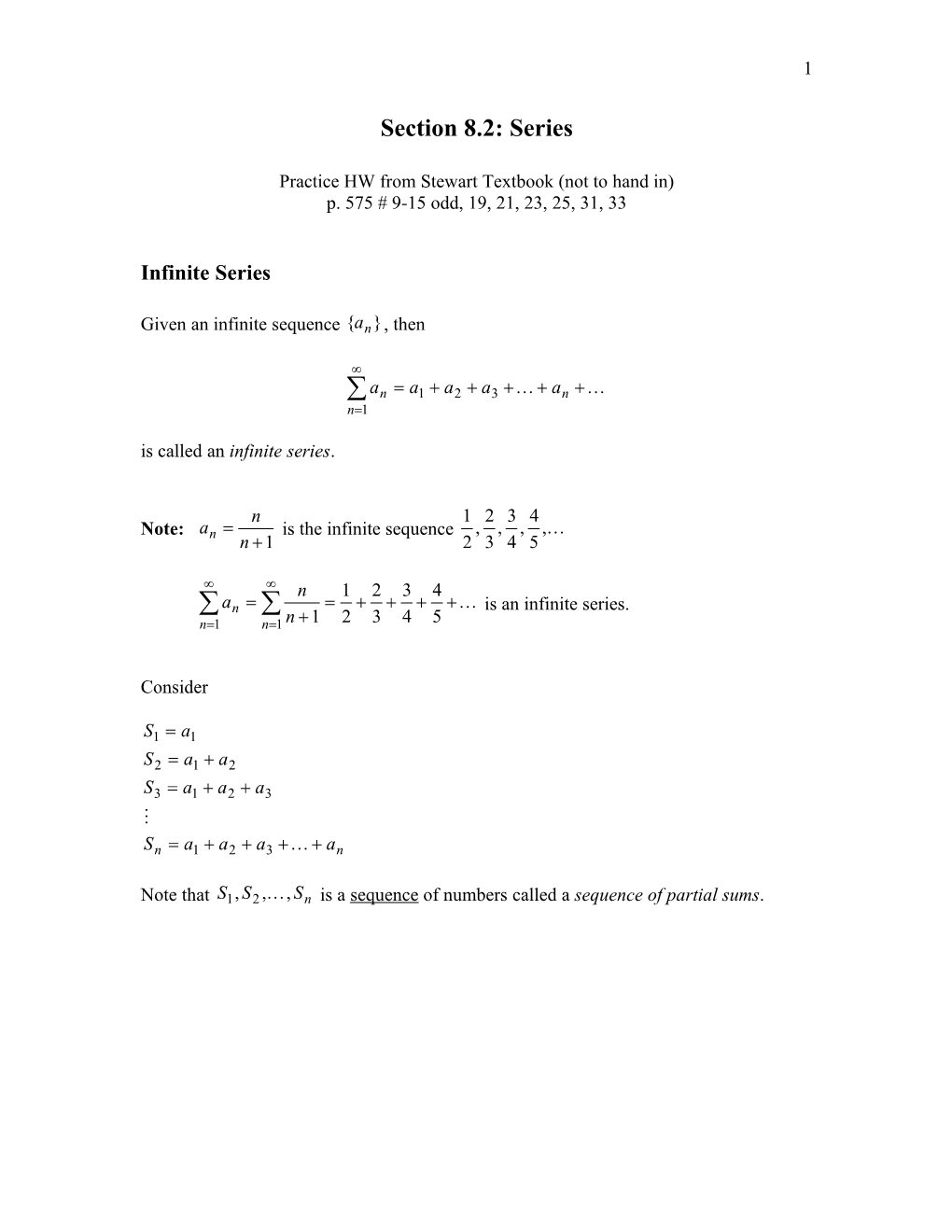 Section 8.2: Series