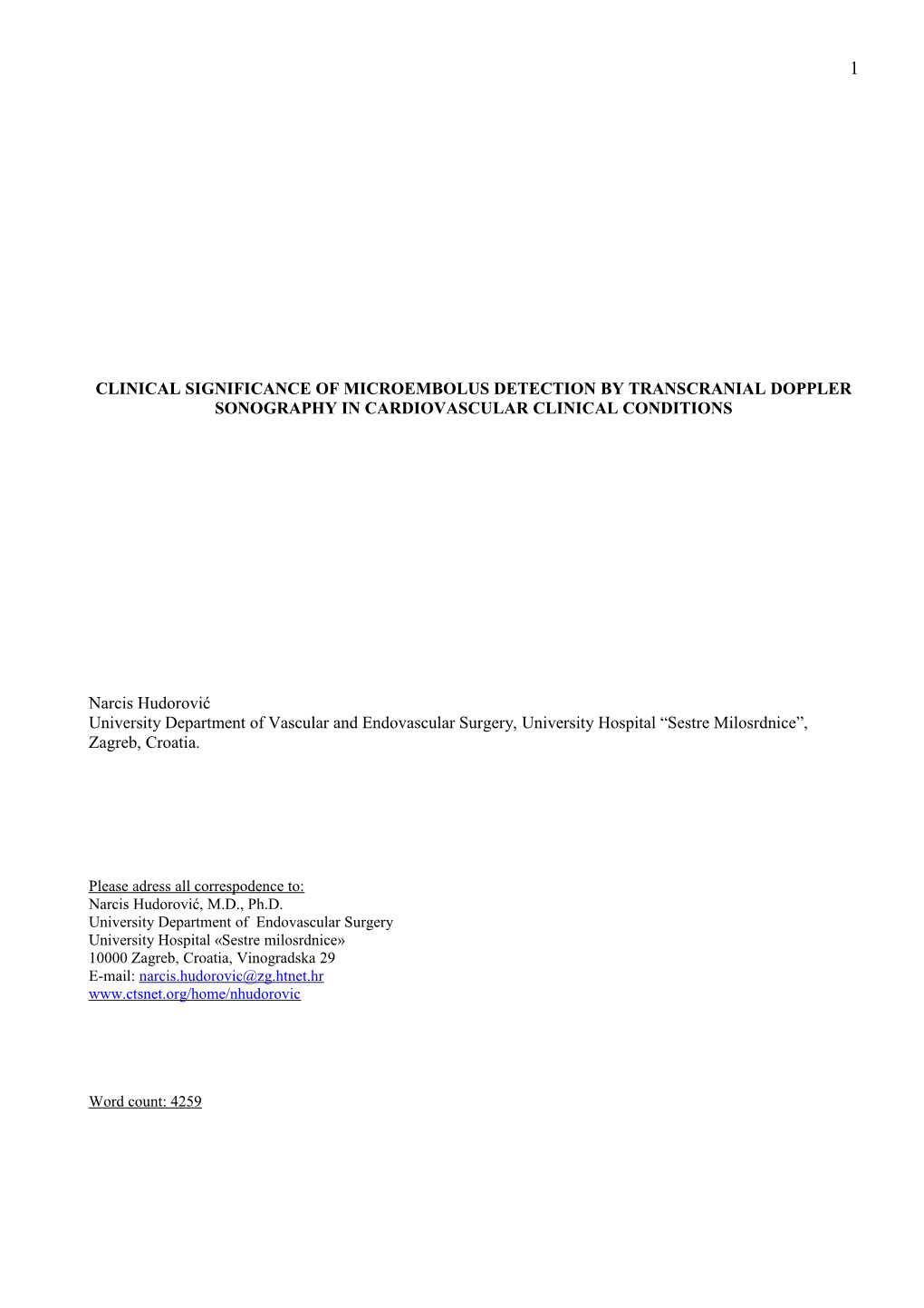 Clinical Significance of Microembolus Detection by Transcranial Doppler Sonography In