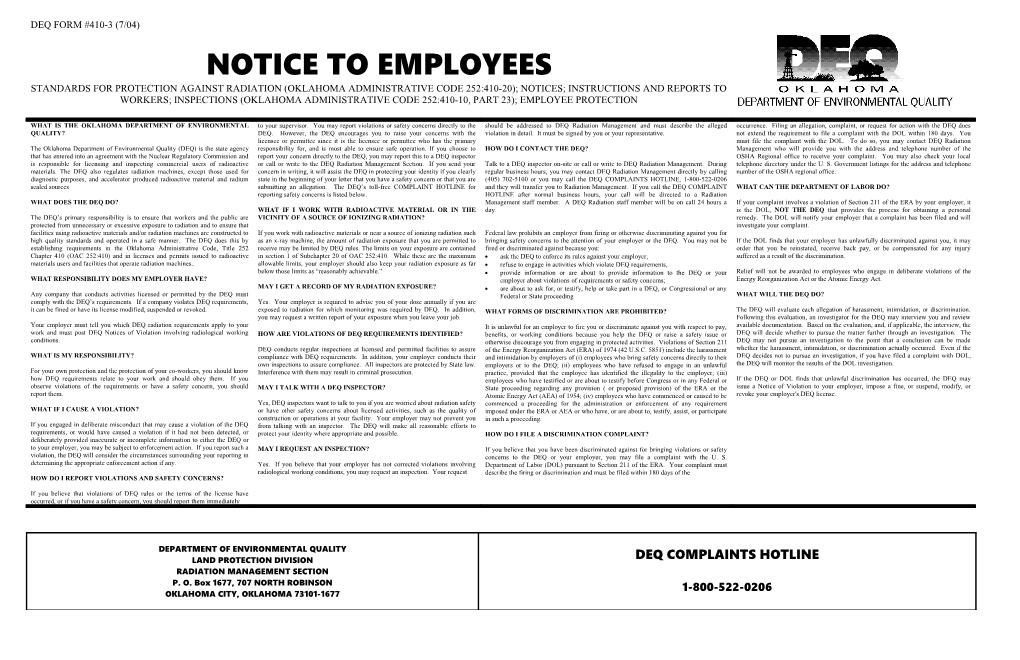 Ask the DEQ to Enforce Its Rules Against Your Employer