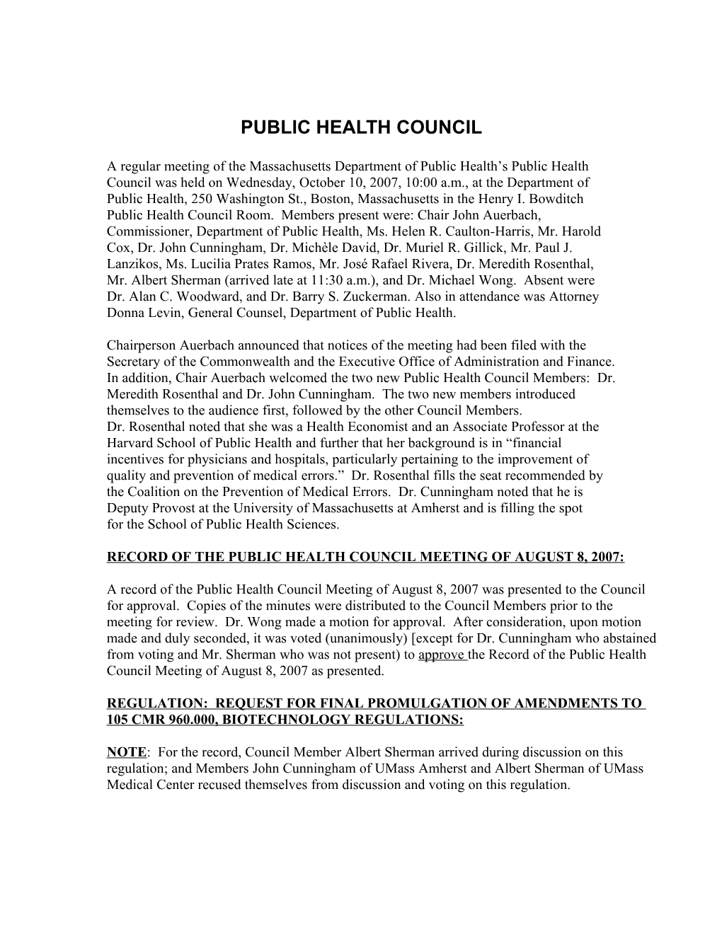 Public Health Council