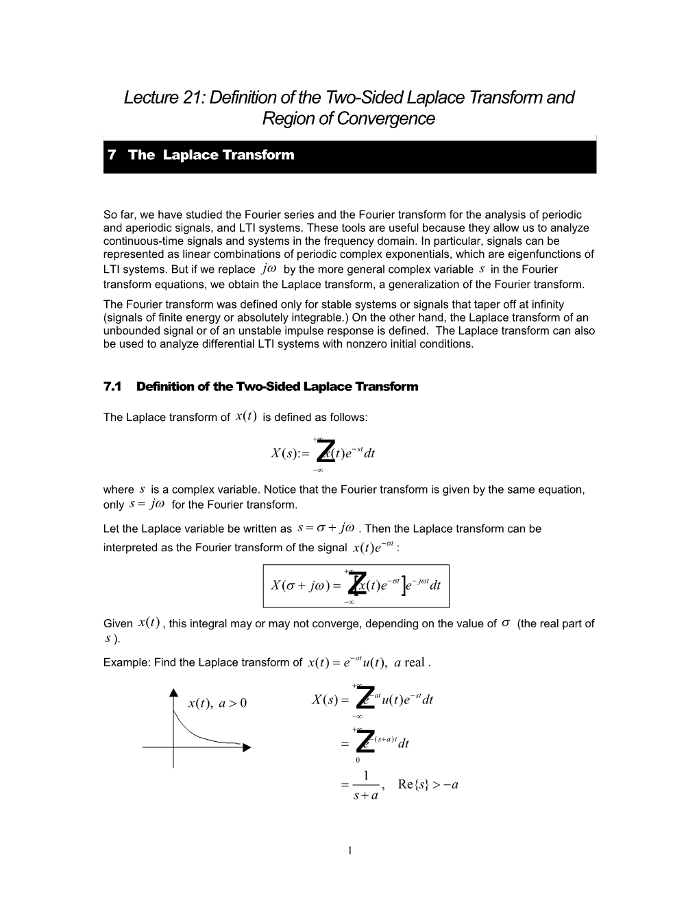 Lecture 10: Impulse Response of a Differential LTI System