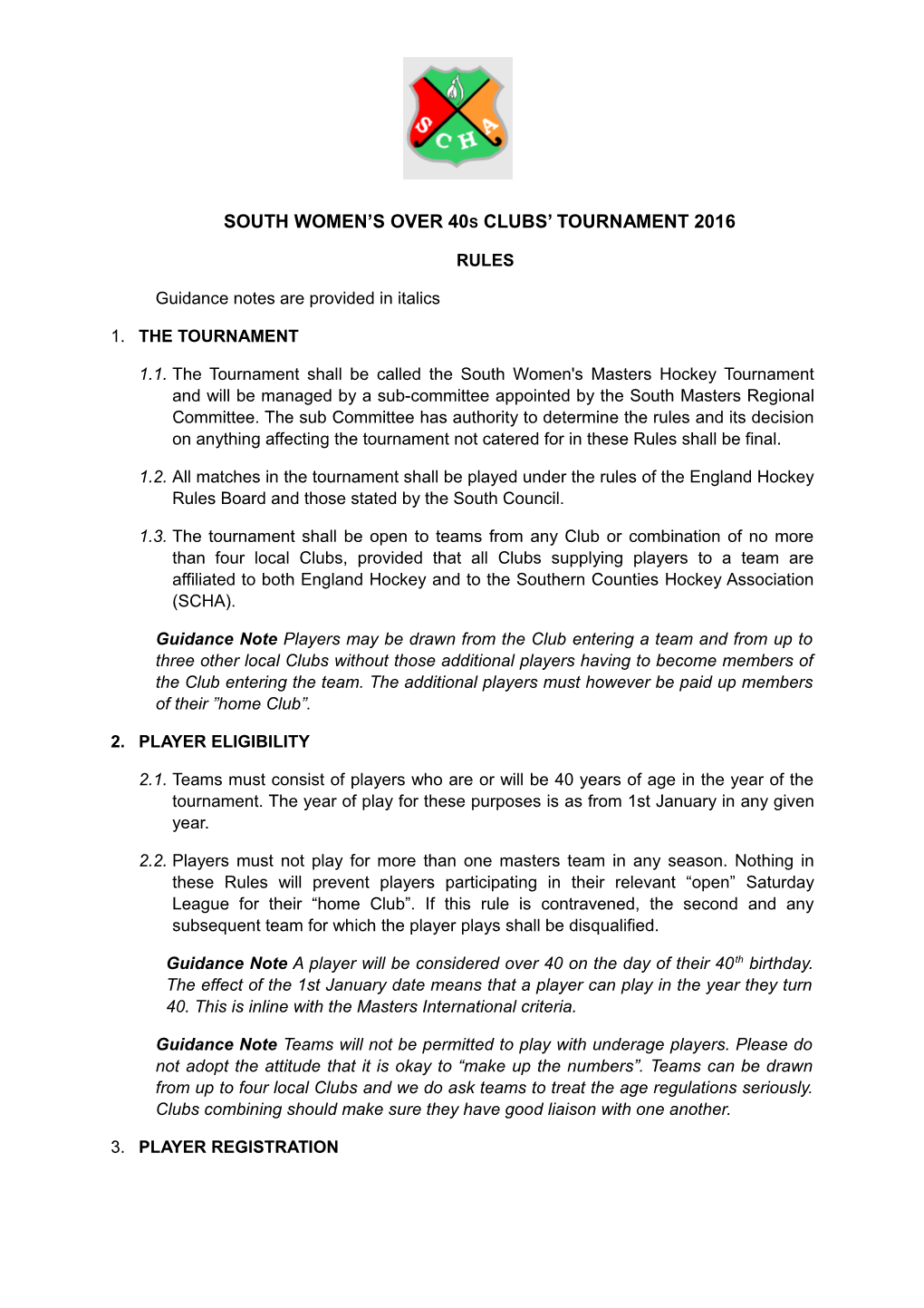 South Clubs' League Regulations