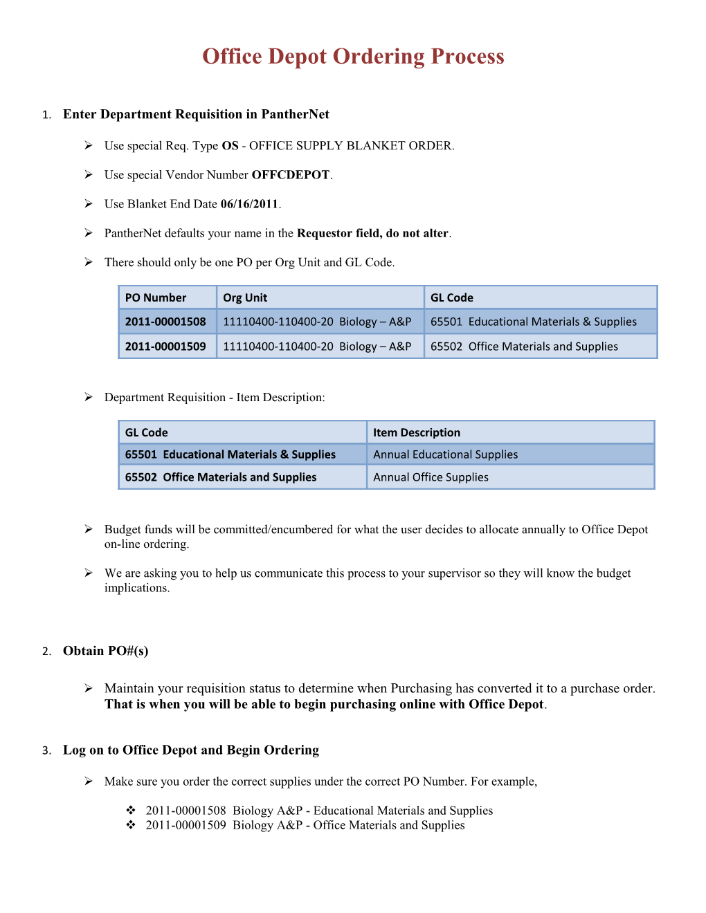 Office Depot Ordering Process