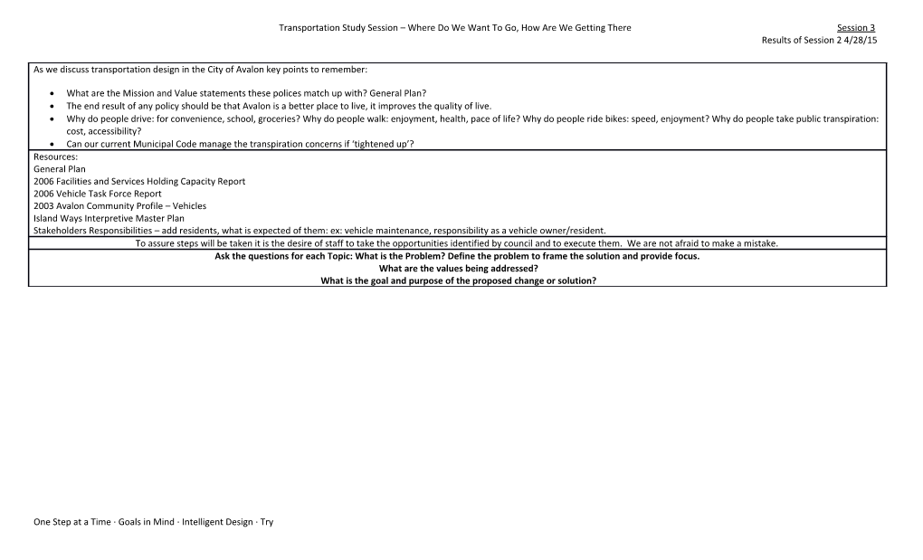 Transportation Study Session Where Do We Want to Go, How Are We Getting Theresession 3