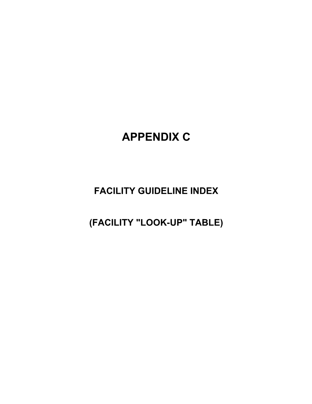 Facility Guideline Index