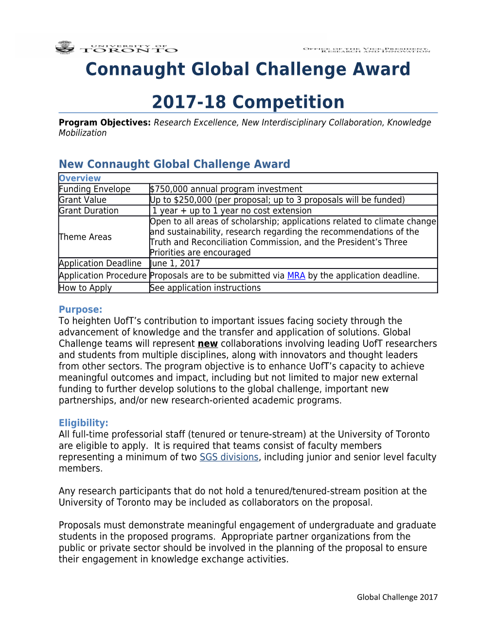 Connaught Global Challenge Award