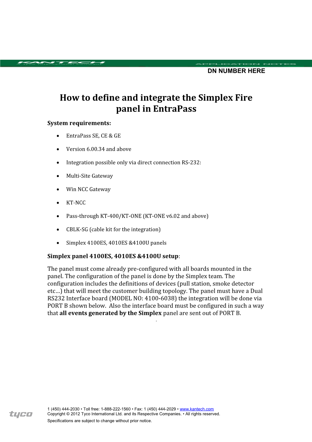 How to Define and Integrate the Simplex Fire Panel in Entrapass