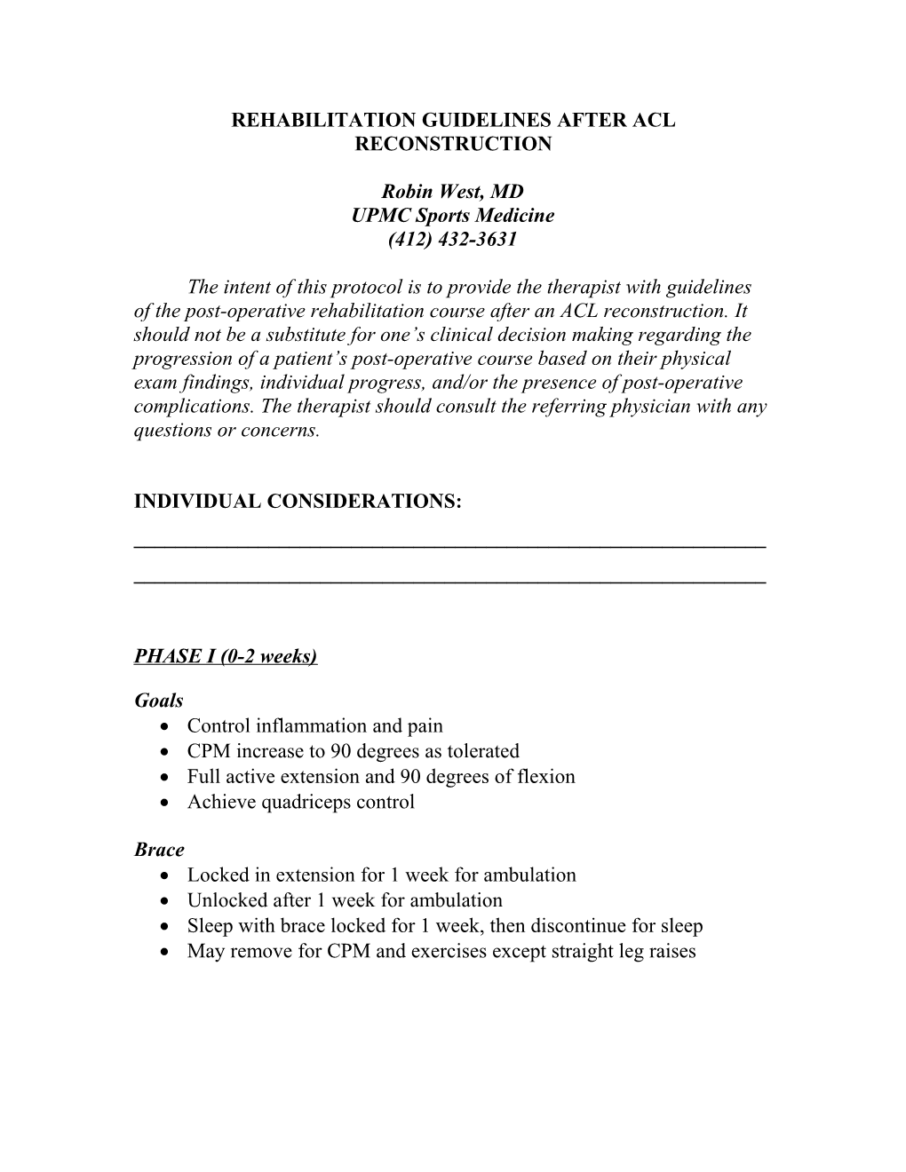 Rehabilitation Guidelines After Acl Reconstruction