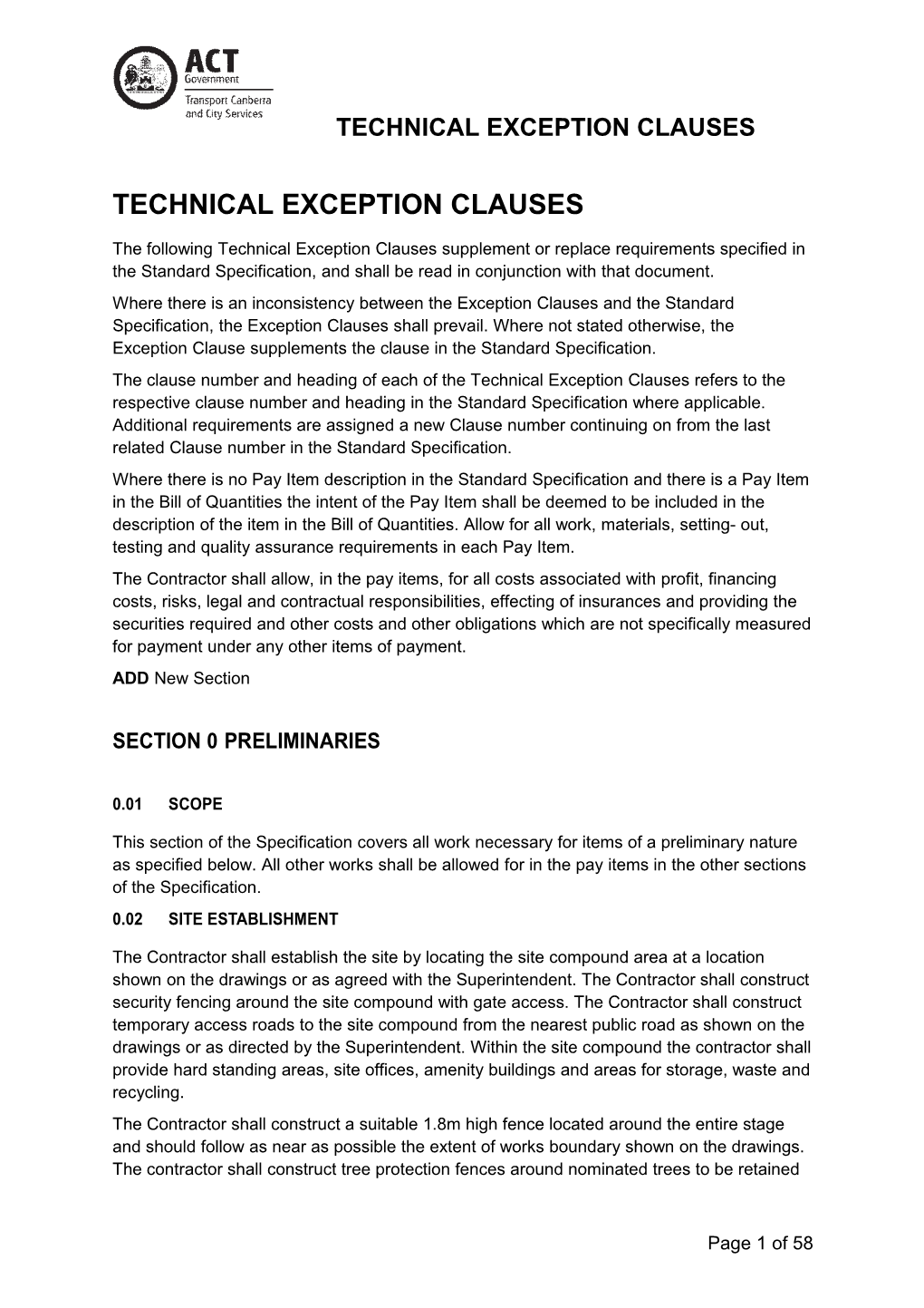 Technical Exception Clauses