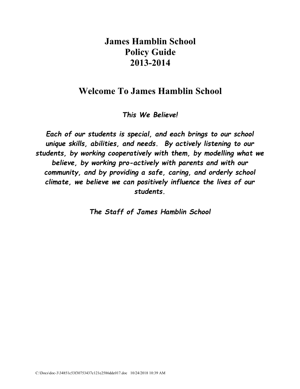 James Hamblin School