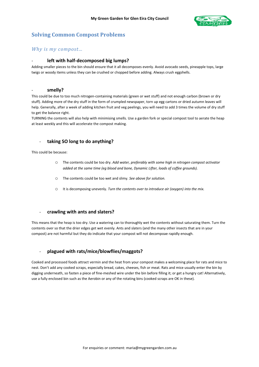 Solving Common Compost Problems