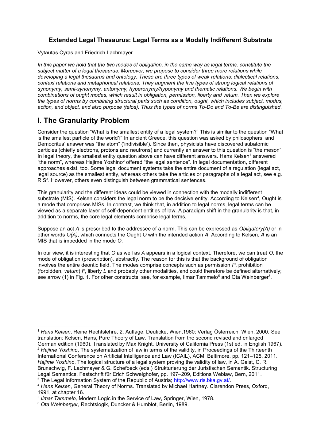 Extended Legal Thesaurus: Legal Terms As a Modally Indifferent Substrate