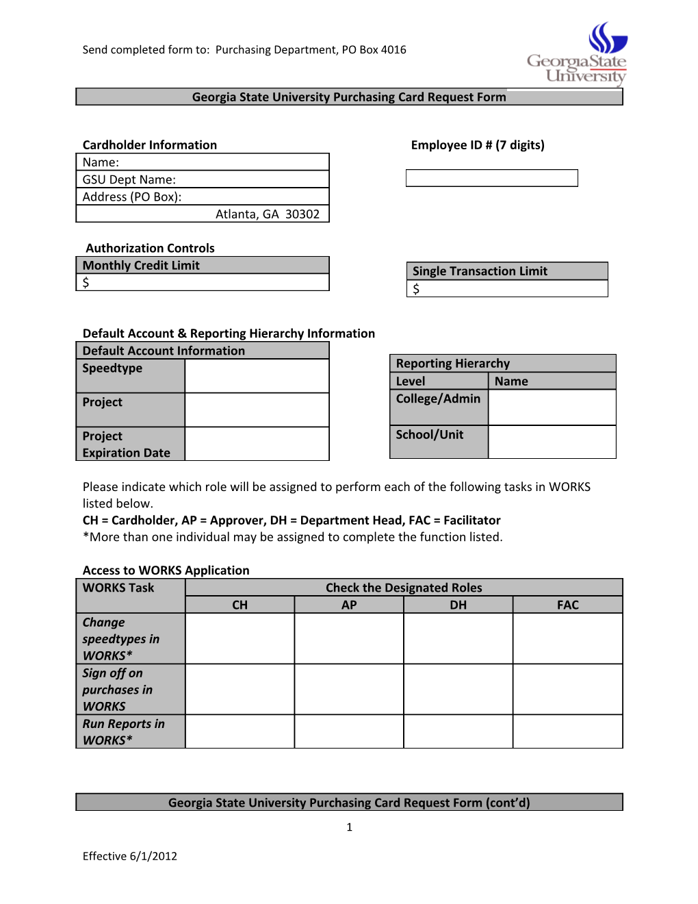 Cardholder Information Employee ID # (7 Digits)