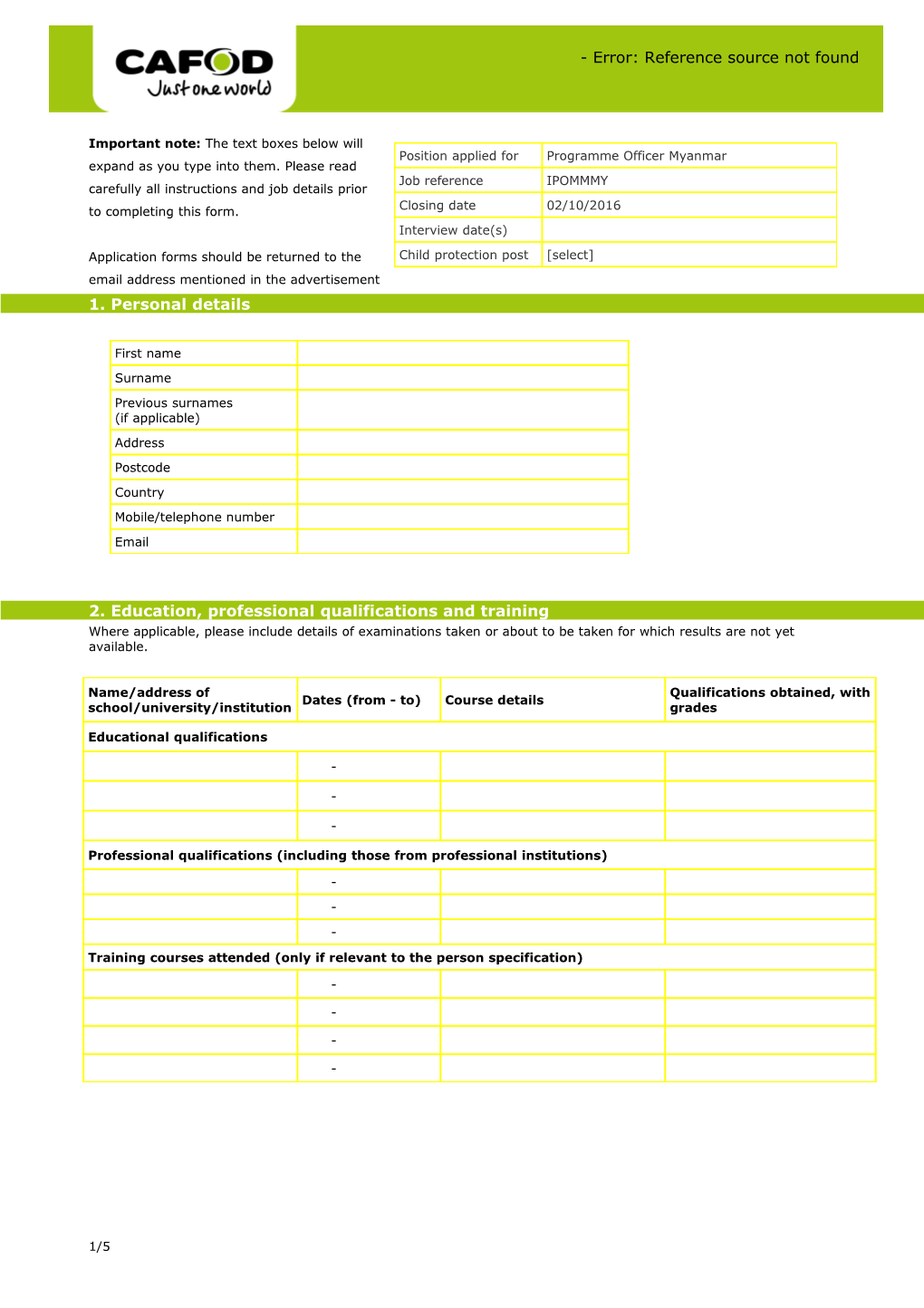 Application Forms Should Be Returned to the Email Address Mentioned in the Advertisement