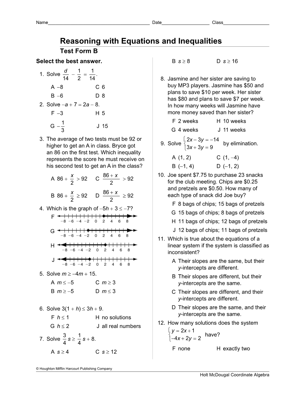 Reasoning with Equations and Inequalities