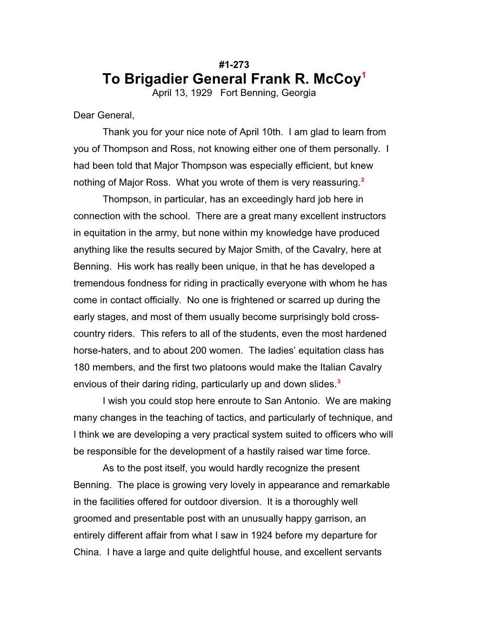 To Brigadier General Frank R. Mccoy1