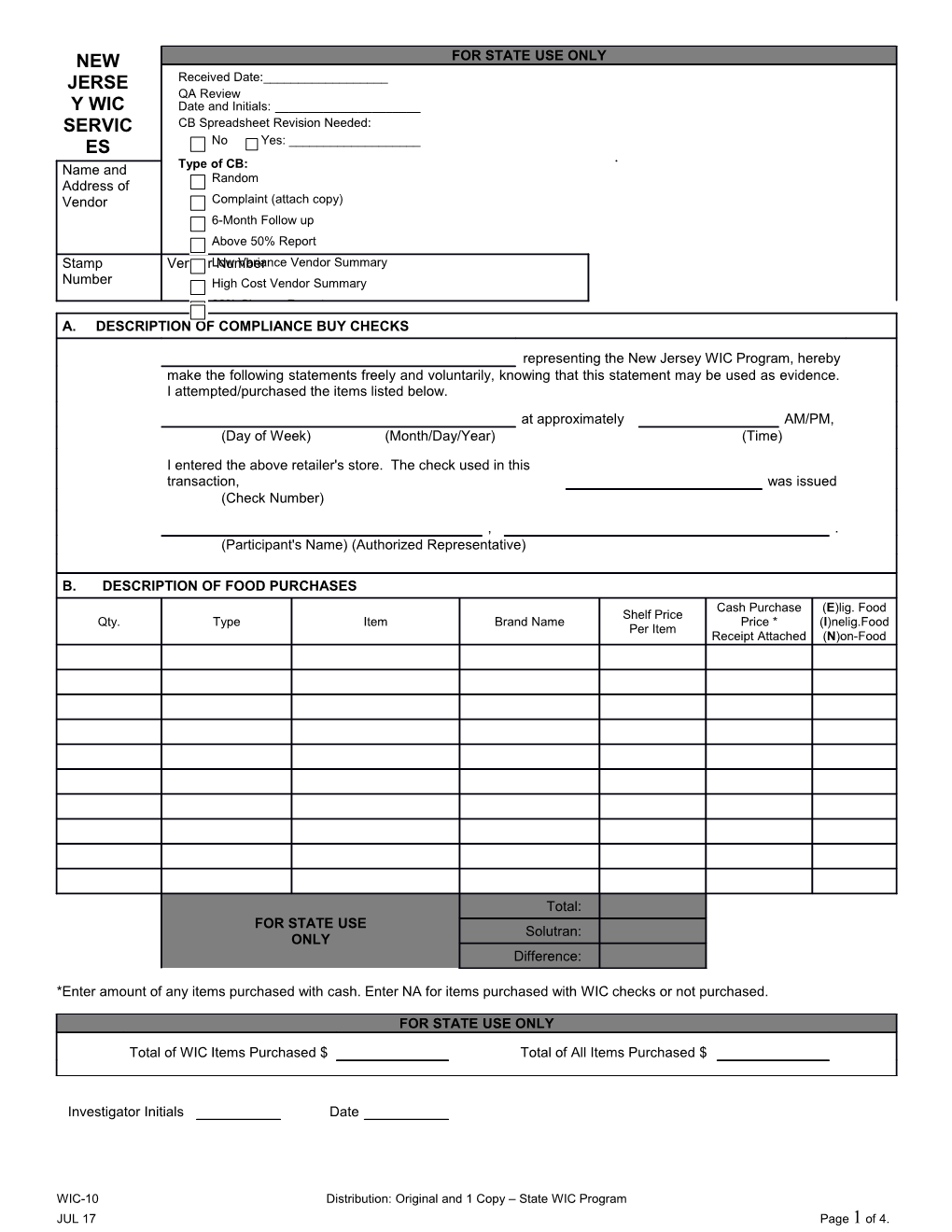 WIC-10, Compliance Investigation Report