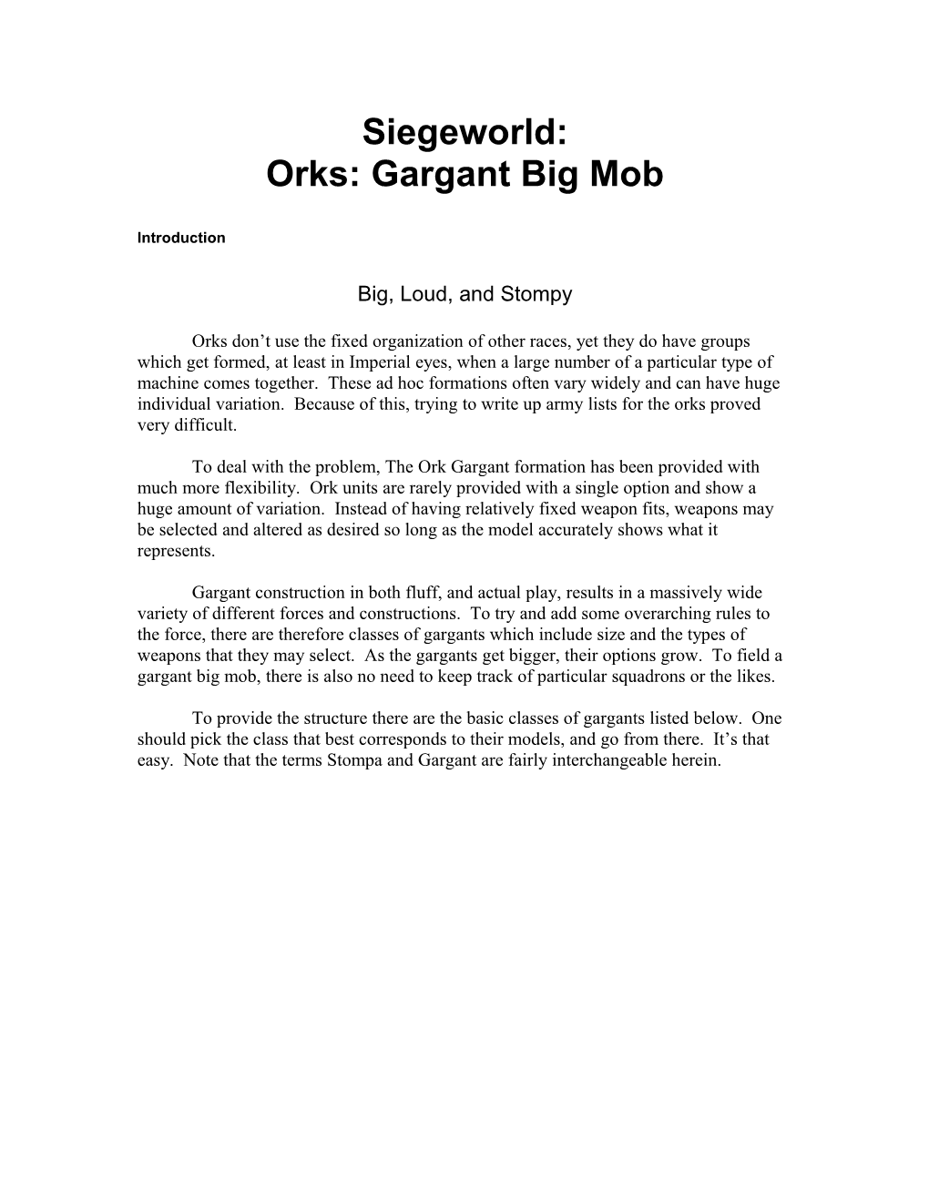 Orks: Gargant Big Mob