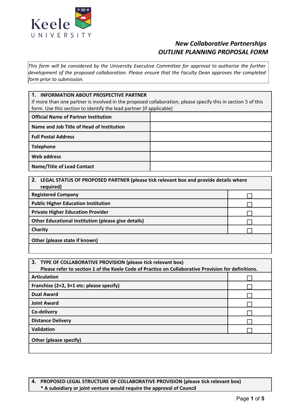 Outline Planning Proposal Form