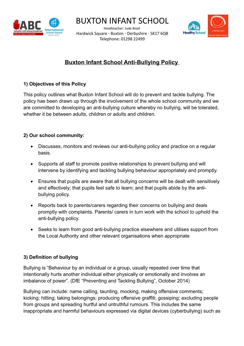 Buxton Infant School Anti-Bullying Policy