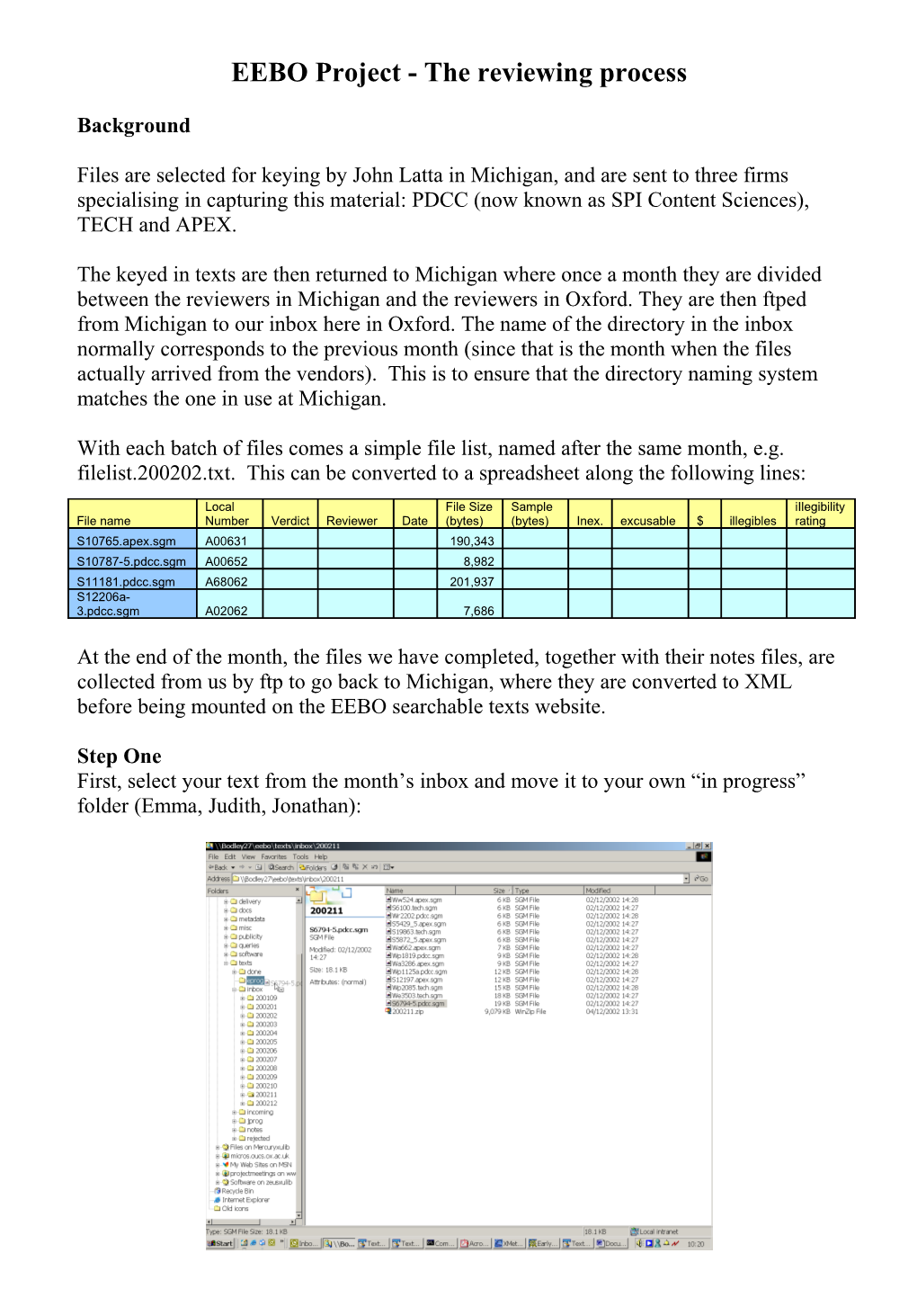 EEBO Project- the Reviewing Process